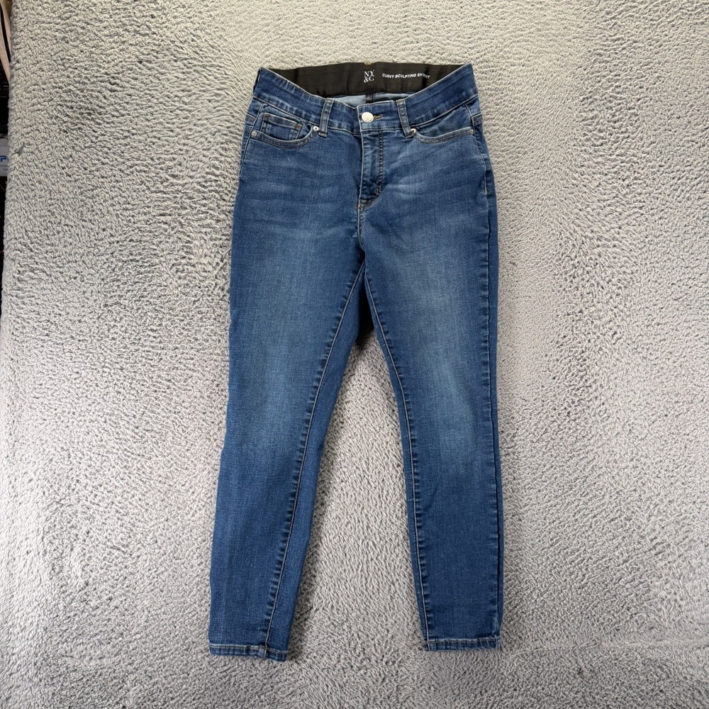 New York & Co Sculpting Jeans Womens 12 Blue Cotton Denim Skinny Curvy Stretch